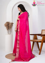 Gajri Pure saree with Zari Work side drape view