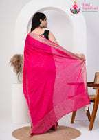 Gajri Pure saree with Zari Work back view
