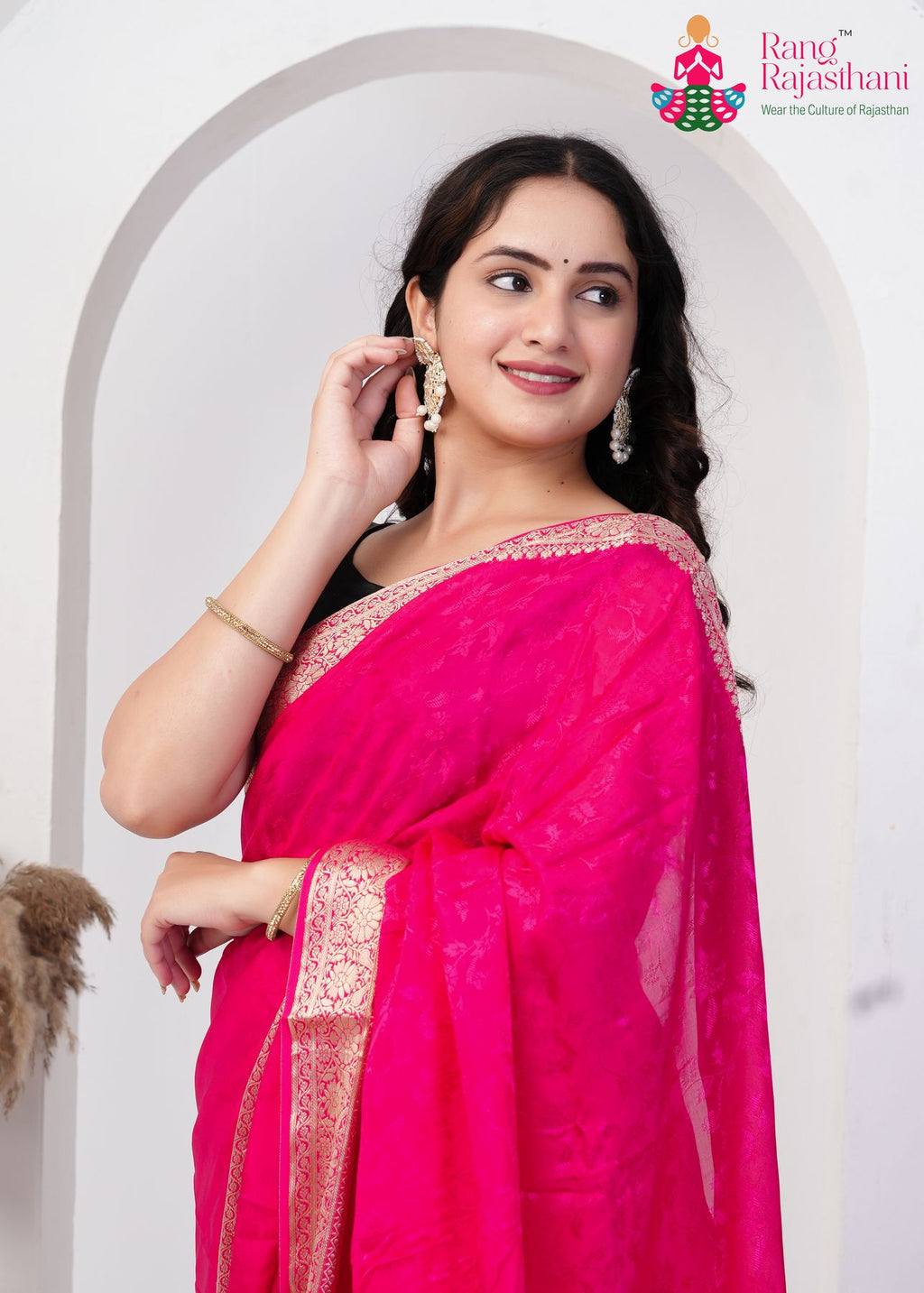 Gajri Pure saree with Zari Work close up detailing