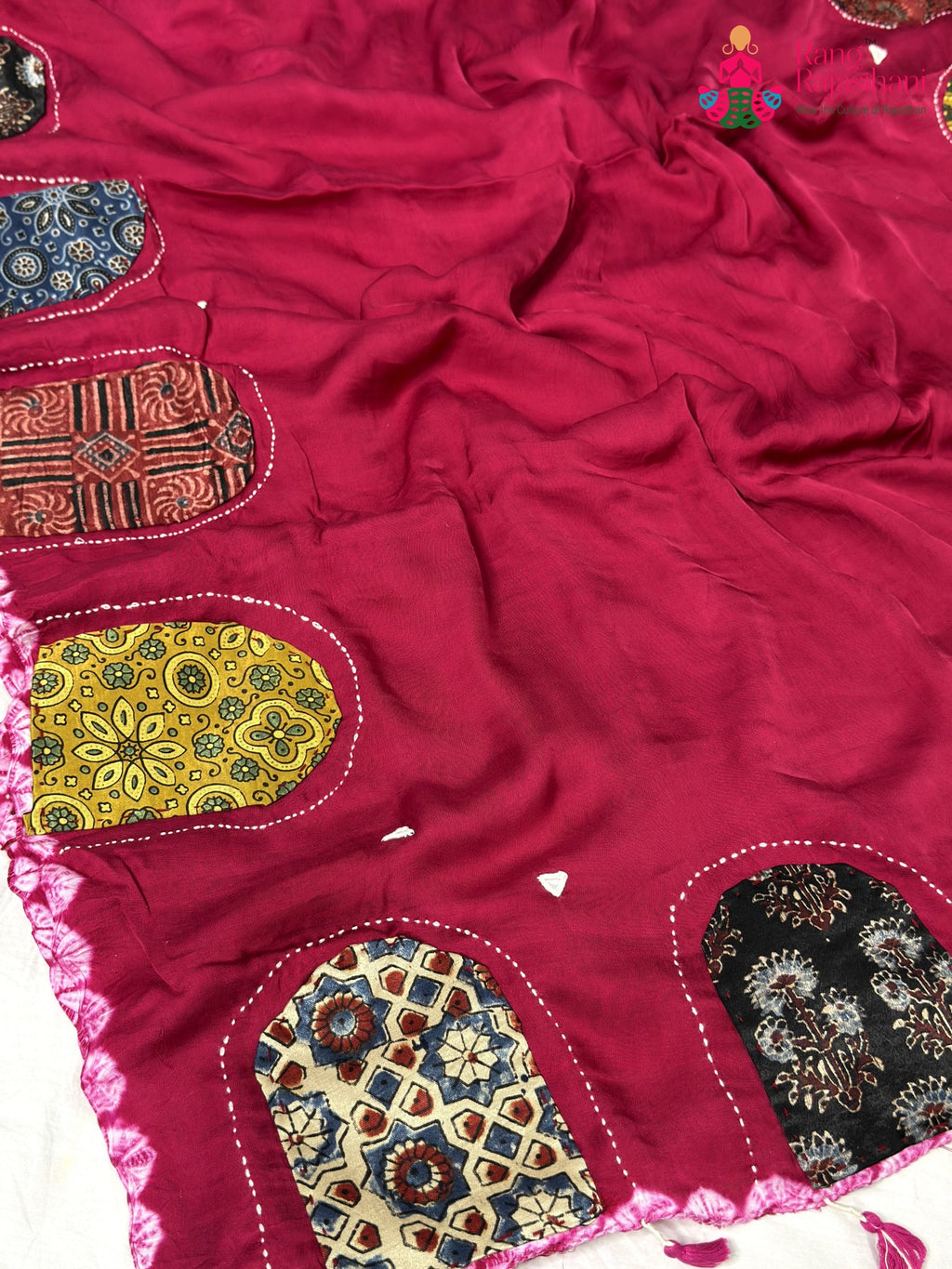 full view of royal and authentic royal pure modal silk handcrafted ajrakh print 2524