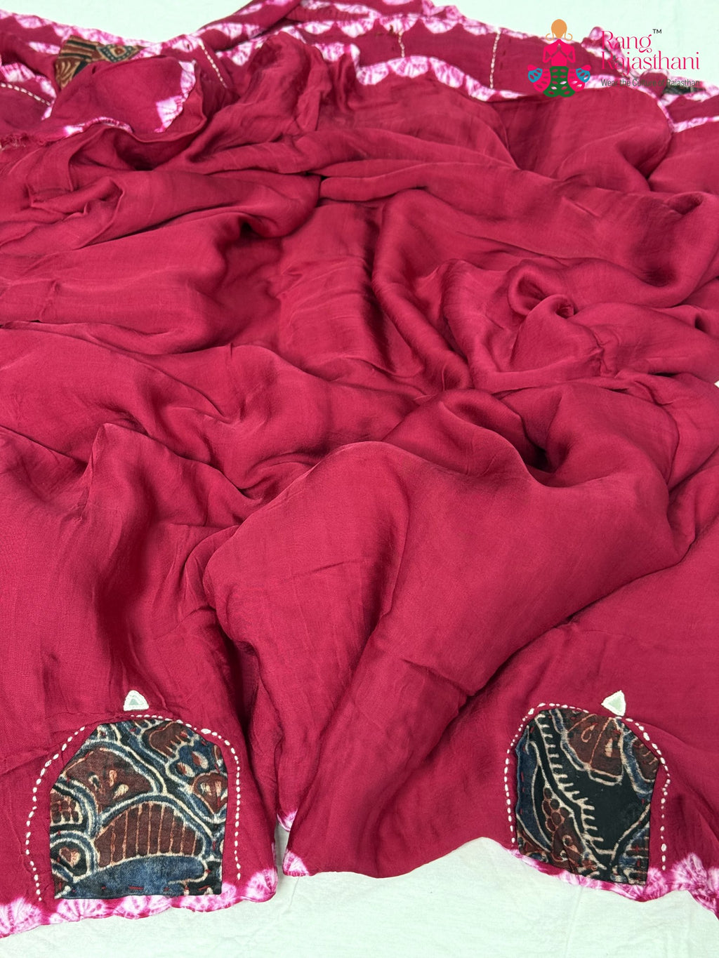 work detailing of royal and authentic royal pure modal silk handcrafted ajrakh print 2524