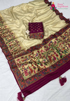 work detailing of royal pure silk fine hand embroidery saree