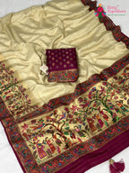 full view of royal pure silk fine hand embroidery saree