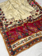 full view of royal pure silk fine hand embroidery saree