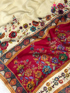 fabric texture of royal pure silk fine hand embroidery saree