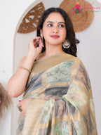 Green CottonPureSilk saree with nan close up detailing