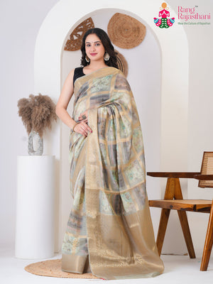 Green Cotton Silk Printed Saree for Casual | Premium Edit