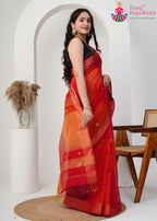 Multi Pure Maheshwari Silk saree with Khaddi Work pleats view