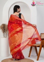 Multi Pure Maheshwari Silk saree with Khaddi Work back view