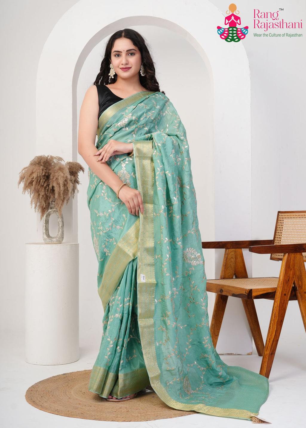 See Green Party Wear  SareeÃ¢â‚¬â€ trending saree| Rang Rajasthani saree
