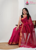 Rani Pure Maheshwari Silk saree with Khaddi Work pleats view