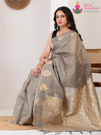 Gray Imported saree with Weaving pallu detailing