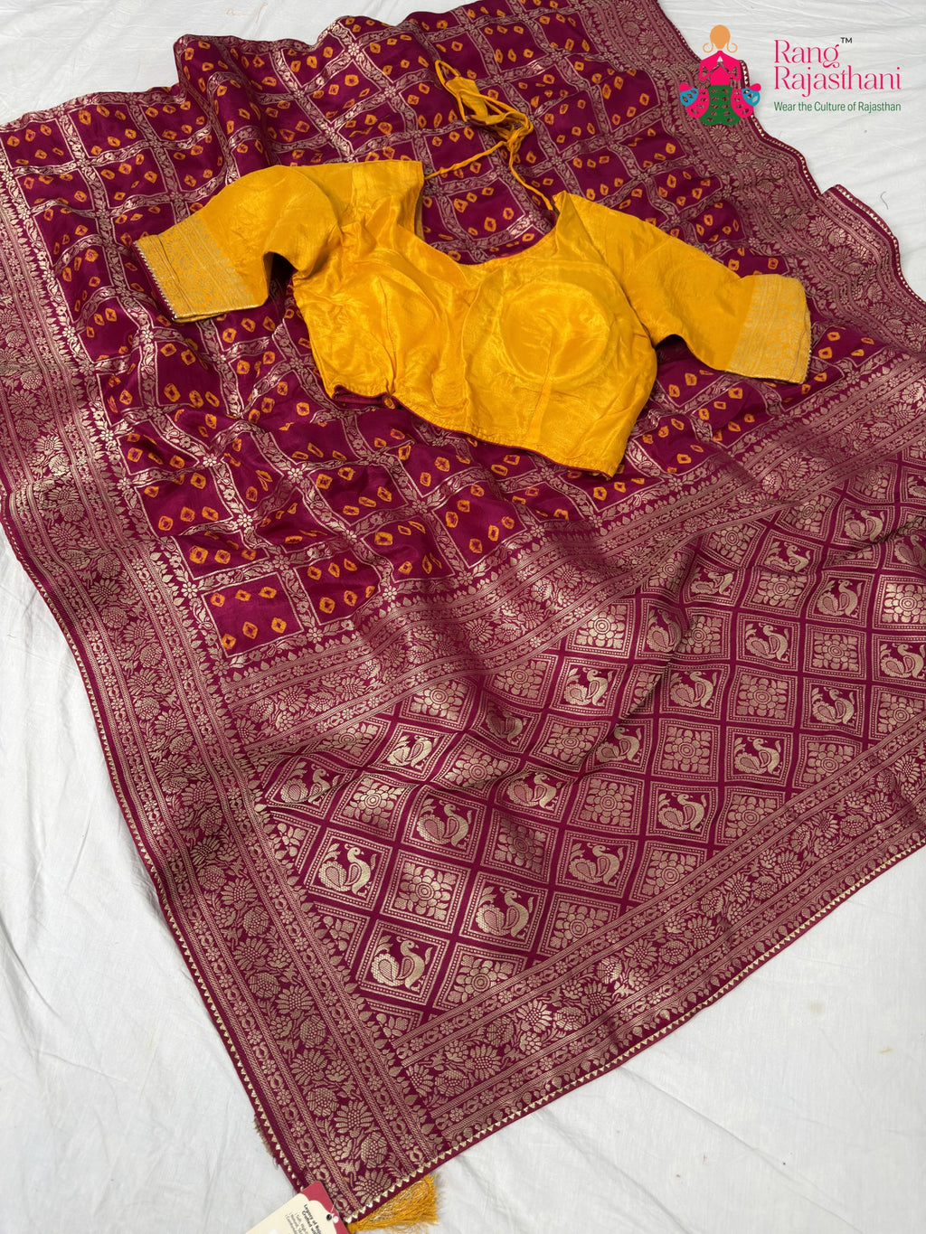 border detailing of soft rani silk saree