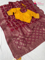 border detailing of soft rani silk saree