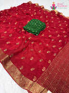 fabric texture of soft red fabric saree