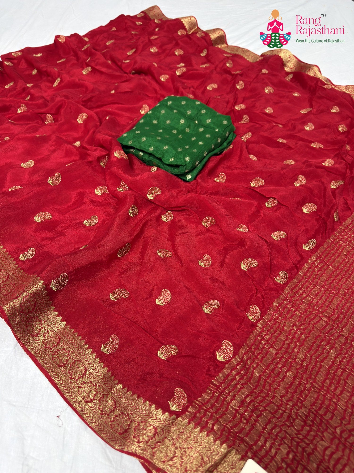 fabric texture of soft red fabric saree