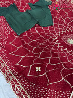fabric texture of soft red fabric saree