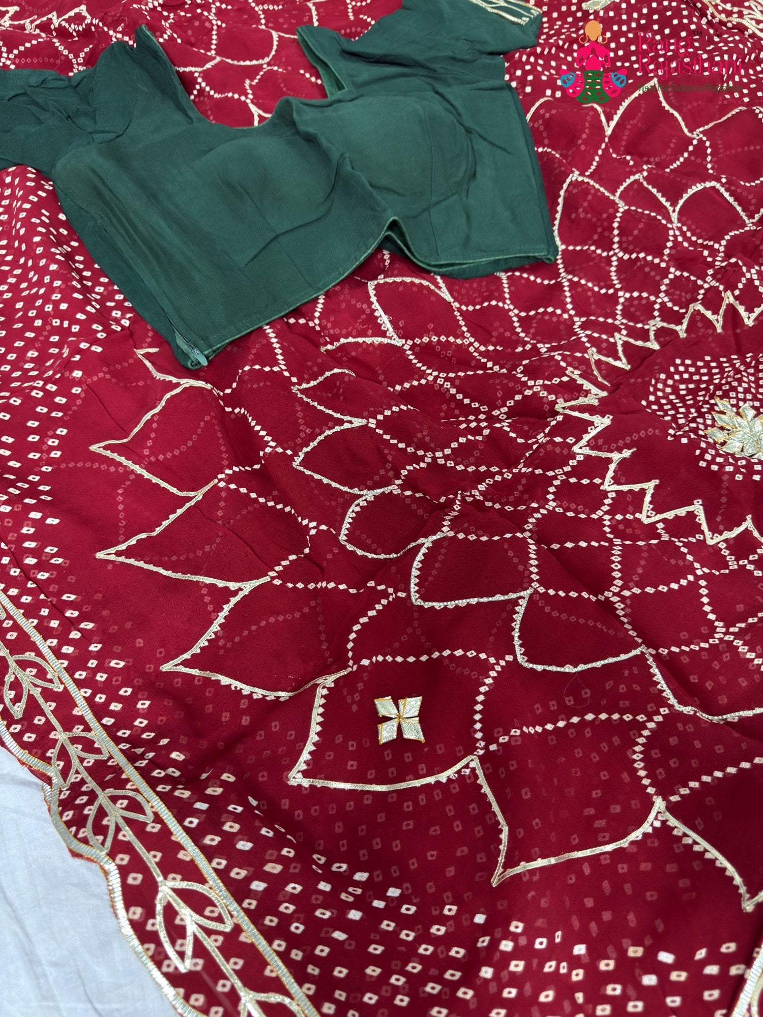 fabric texture of soft red fabric saree