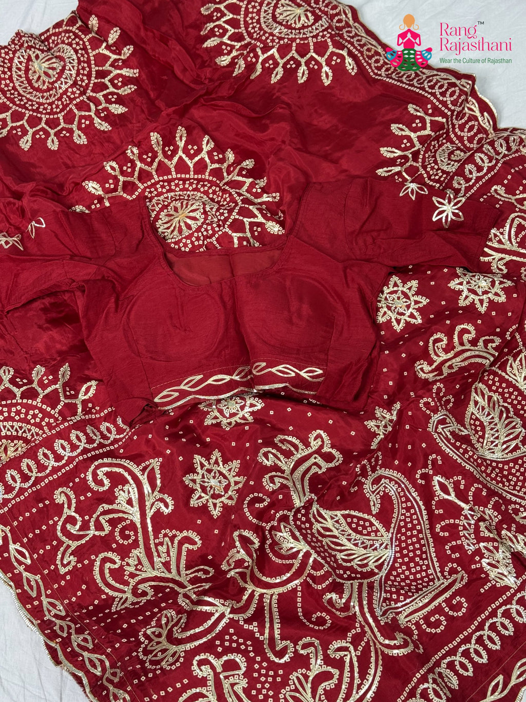 fabric texture of soft red fabric saree