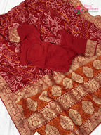 fabric texture of soft red georgette saree
