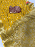 Yellow Georgette Celebration Saree : Banarasi Sunshine Bloom