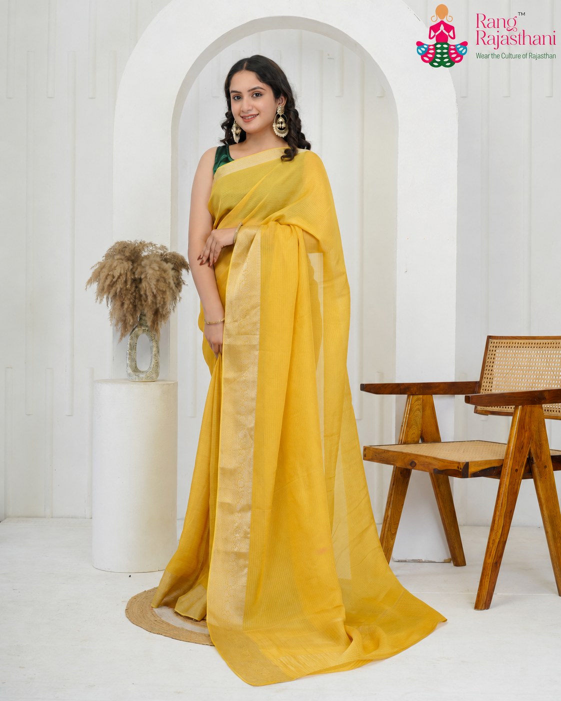Yellow Pure Kora Silk Plain Saree for Festive Celebration | Premium Pick