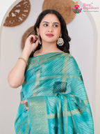 Green SyntheticSilk saree with Printed close up detailing