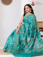 Green SyntheticSilk saree with Printed pallu detailing