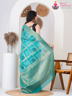Green SyntheticSilk saree with Printed back view