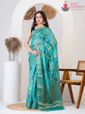 Green SyntheticSilk Party saree with Printed from Rang Rajasthani