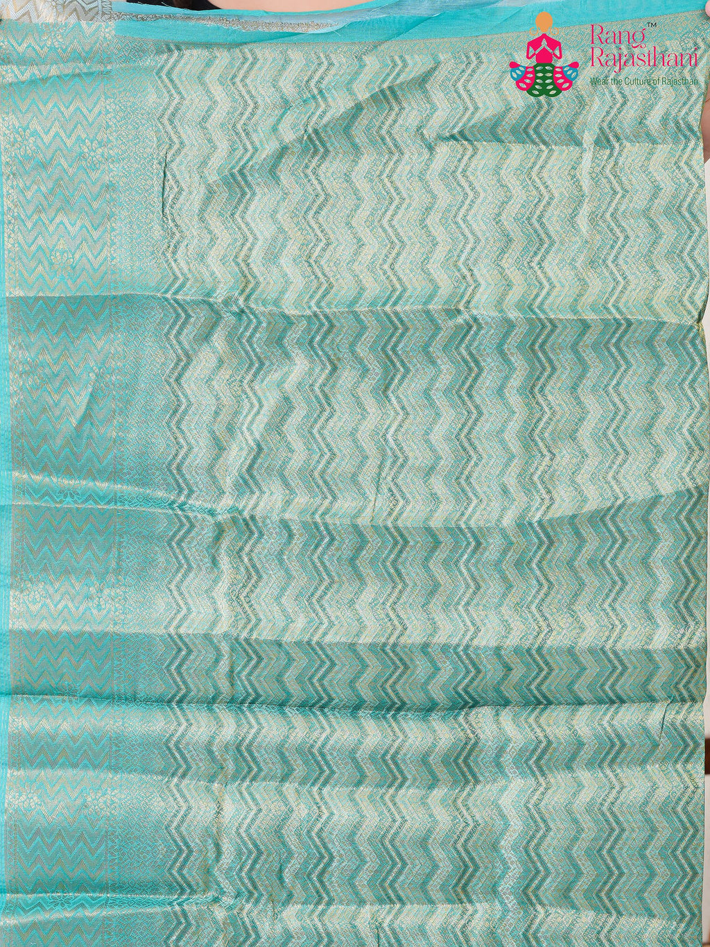 Green SyntheticSilk saree with Printed pleats view