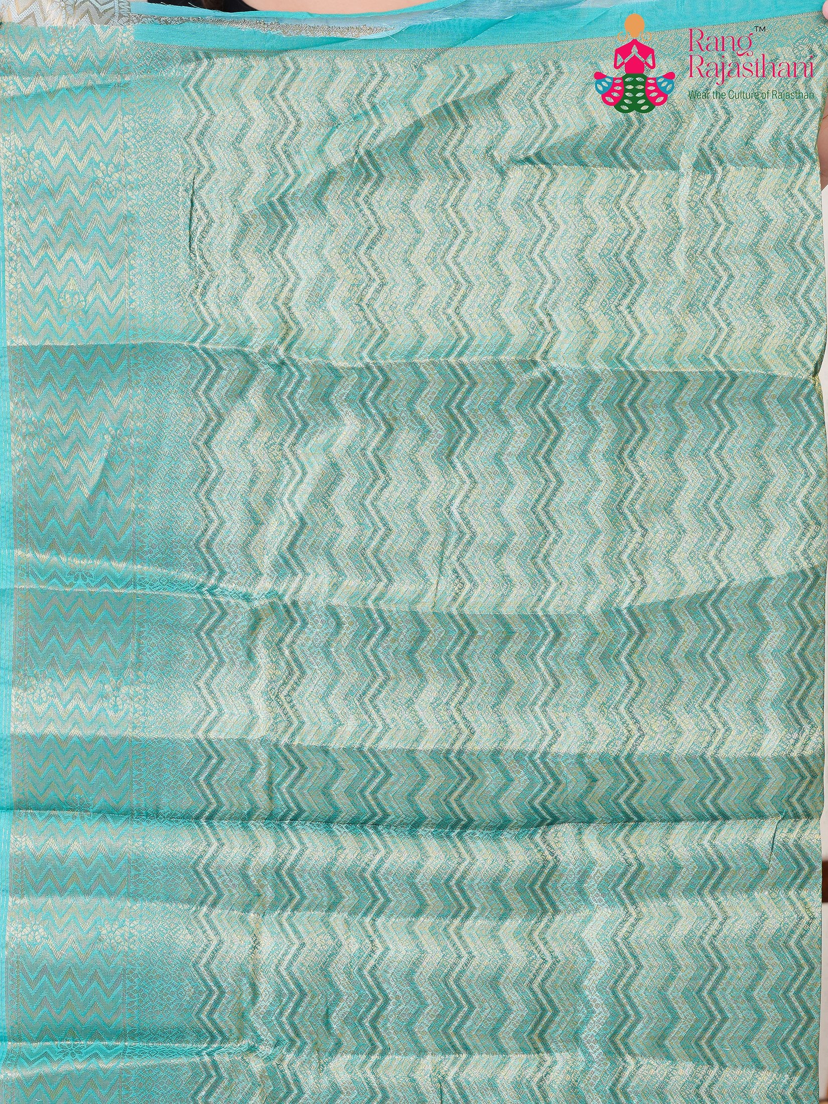 Green SyntheticSilk saree with Printed pleats view