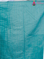 Rama Cotton saree with Printed pleats view