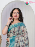 Rama Imported saree with Printed close up detailing