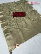 full view of traditional chiku silk saree