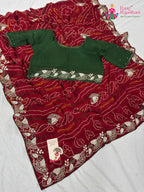 border detailing of traditional red fabric saree