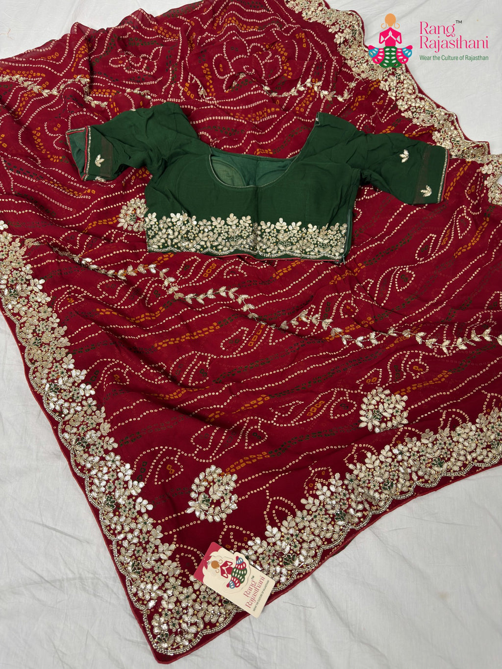 border detailing of traditional red fabric saree