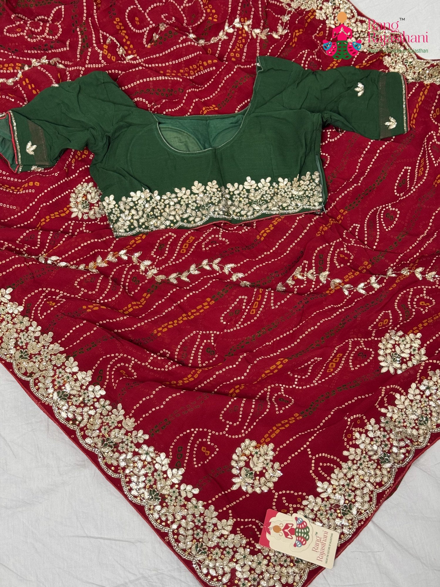 fabric texture of traditional red fabric saree