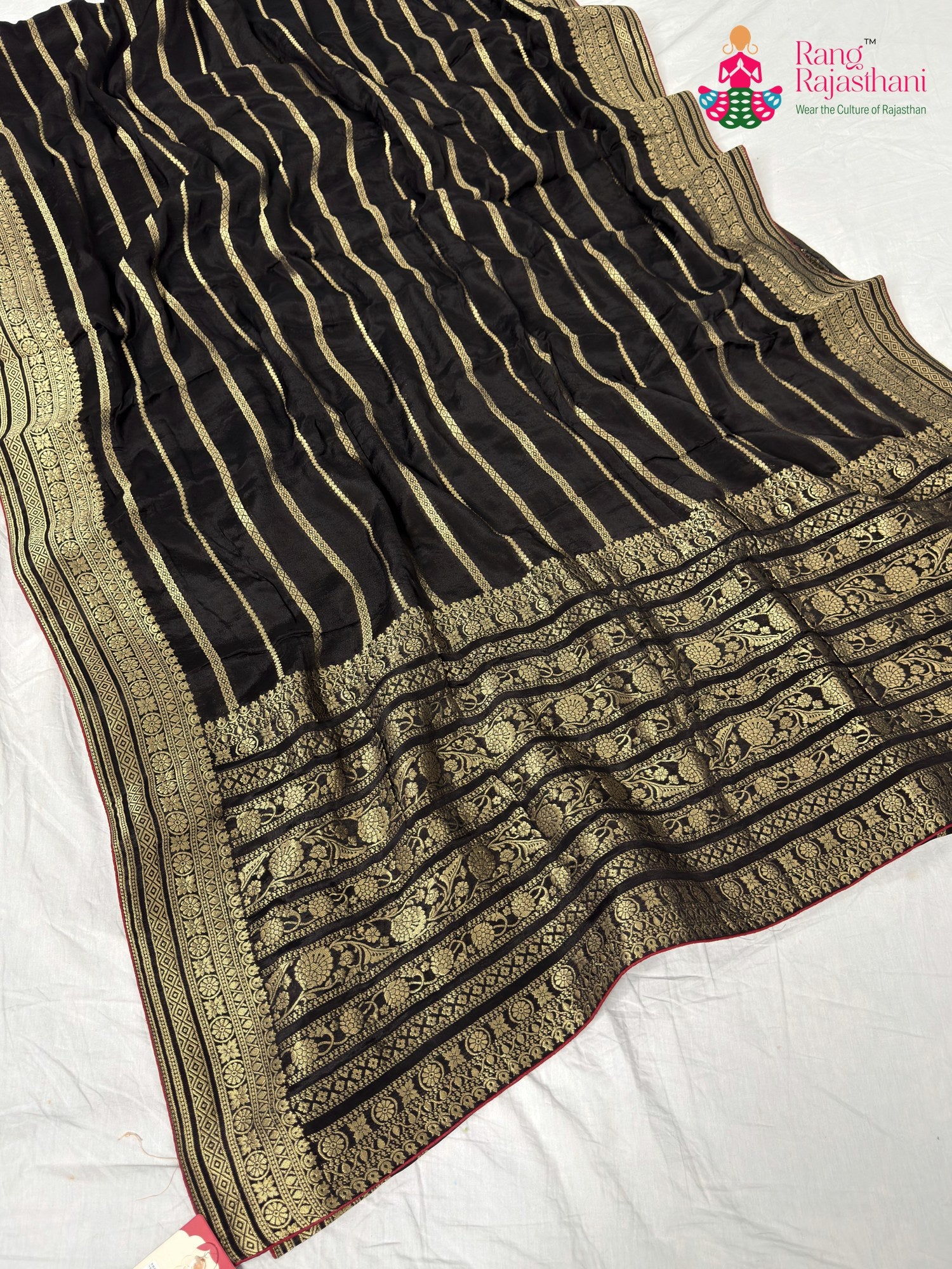 fabric texture of trending now luxury pure chinon silk handcrafted banarasi zari 2533