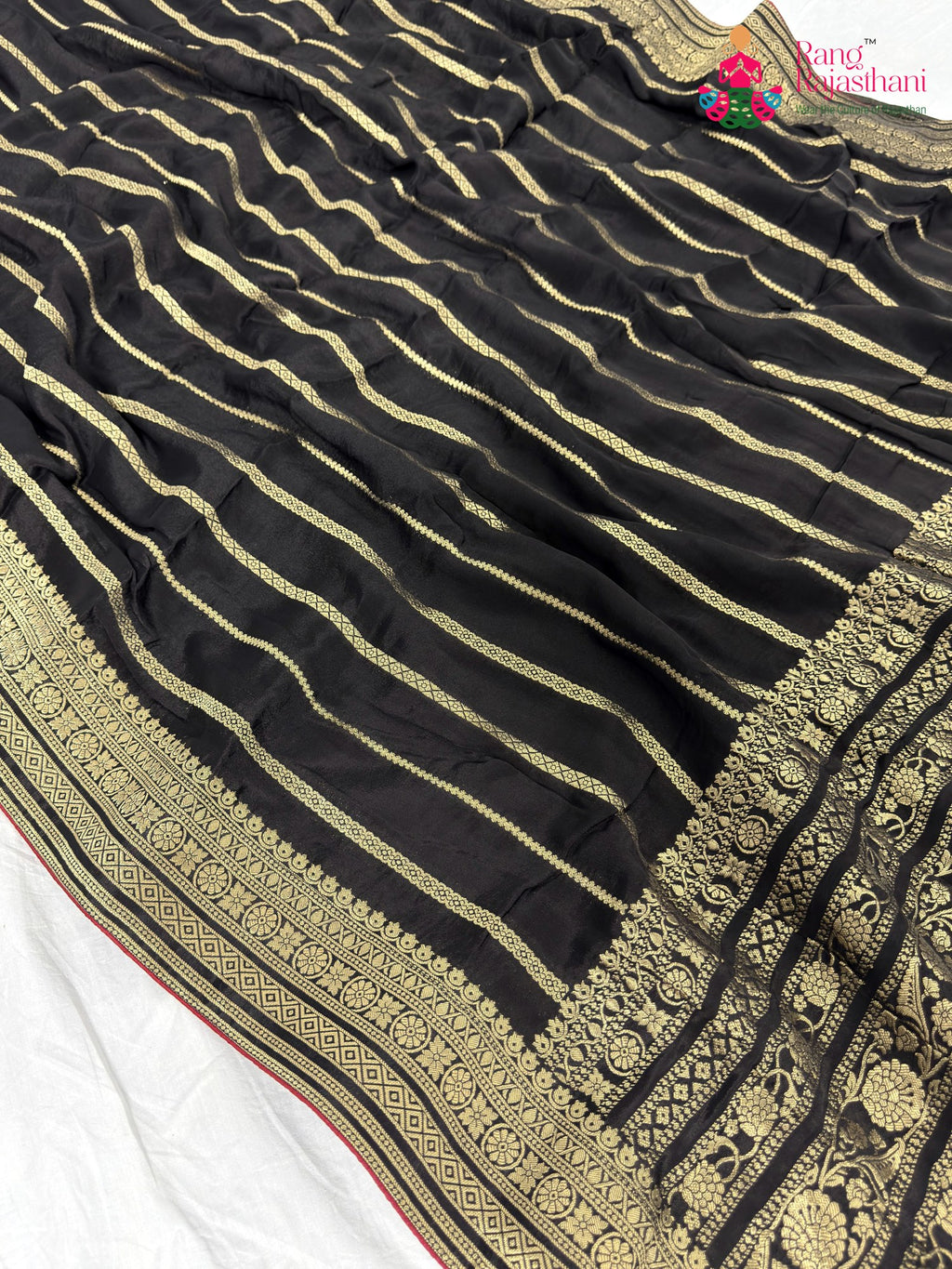 full view of trending now luxury pure chinon silk handcrafted banarasi zari 2533