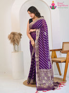 Voilet Pure Georgette saree with Khaddi Work side drape view
