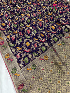 fabric texture of violet pure georgette khaddi saree