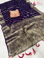 Violet Pure Georgette Festive Leheriya Saree : Rani Sa Look