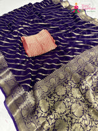 Violet Pure Georgette Festive Leheriya Saree : Rani Sa Look