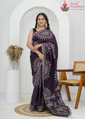 Violet Silk Wedding saree with Gotta Kinari Work from Rang Rajasthani