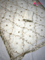 White Chiffon Gota Patti Saree for Wedding Guest | Authentic Craft