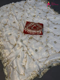 pallu detailing of white chiffon gota patti saree