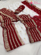 White Khaddi Banarasi Zari Weave Saree : Classic Grace