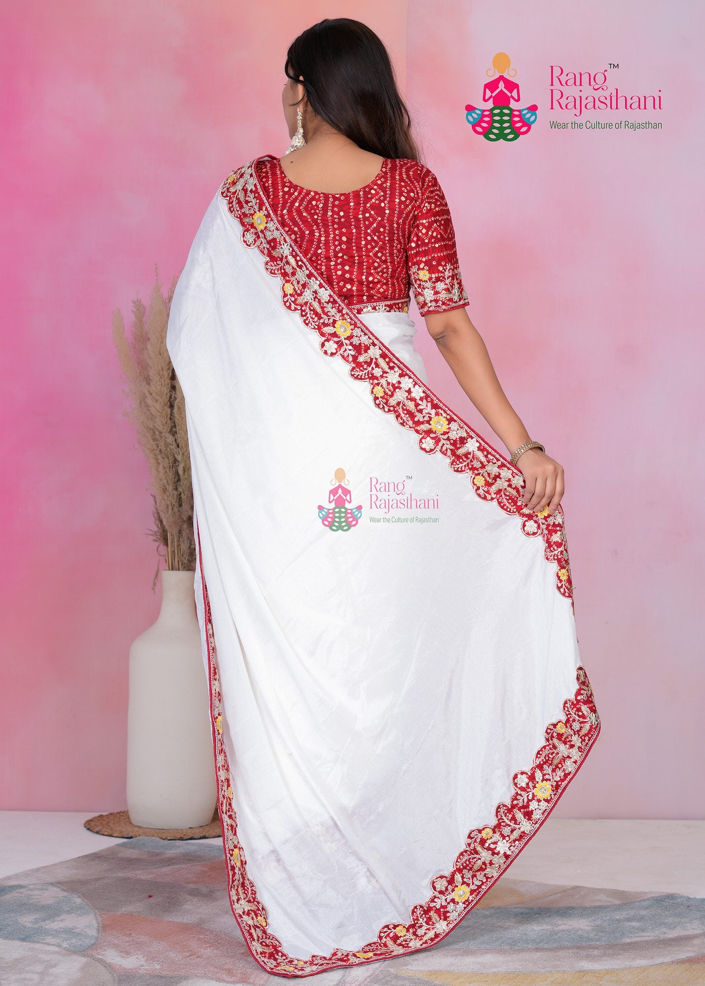 White Party Wear Saree| Rang Rajasthani