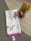 White Pure Chiffon Brush Print Printed Saree for Raksha Bandhan | Wedding Ready